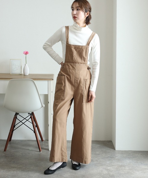 PourVous(プールヴー)の「サイドビックポケットサロペパンツ(サロペット/オーバーオール・レディース・ベージュ/カーキ/ブラック・M/L/XL/3L/4L)」の21枚目の写真