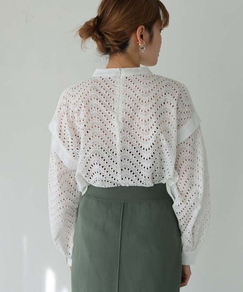 HER CLOSET(ハークローゼット)の「【shemoshelly】コットンレース長袖ブラウス(シャツ/ブラウス・レディース・ホワイト/ダークグリーン/ブラック・M)」の22枚目の写真