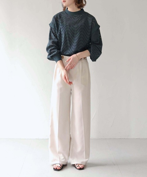HER CLOSET(ハークローゼット)の「【shemoshelly】コットンレース長袖ブラウス(シャツ/ブラウス・レディース・ホワイト/ダークグリーン/ブラック・M)」の9枚目の写真