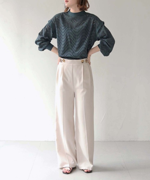 HER CLOSET(ハークローゼット)の「【shemoshelly】コットンレース長袖ブラウス(シャツ/ブラウス・レディース・ホワイト/ダークグリーン/ブラック・M)」の6枚目の写真