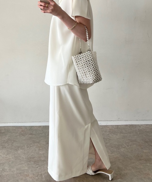 Emma Taylor(エマテイラー)の「ジョーゼットペンシルスカート(スカート・レディース・ブラック/ホワイト・FREE)」の4枚目の写真