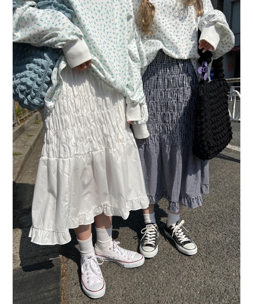 WC(ダブル シー)の「シャーリングマーメイドスカート(スカート・レディース・ブラック系その他/ホワイト・FREE)」の5枚目の写真