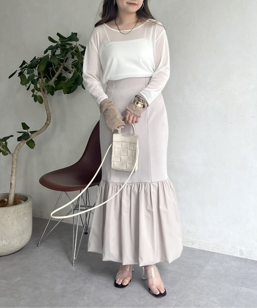 prose verse（プロズヴェール）の「シアーロンT（Tシャツ/カットソー・レディース・オフホワイト/ブラック/ピンク/グリーン/ホワイト/ベビーピンク/ブラック系その他/ネイビー・ﾌﾘ-）」の9枚目の写真