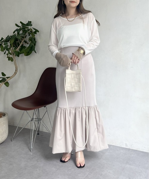 prose verse（プロズヴェール）の「シアーロンT（Tシャツ/カットソー・レディース・オフホワイト/ブラック/ピンク/グリーン/ホワイト/ベビーピンク/ブラック系その他/ネイビー・ﾌﾘ-）」の20枚目の写真