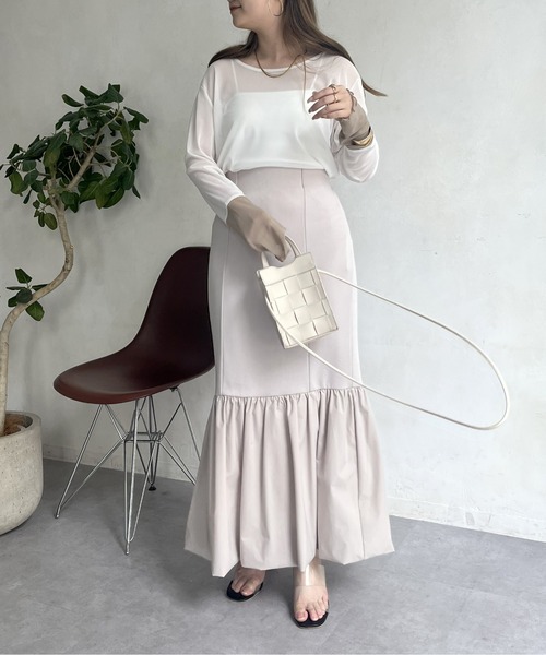 prose verse（プロズヴェール）の「シアーロンT（Tシャツ/カットソー・レディース・オフホワイト/ブラック/ピンク/グリーン/ホワイト/ベビーピンク/ブラック系その他/ネイビー・ﾌﾘ-）」の15枚目の写真