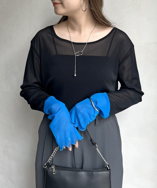 prose verse（プロズヴェール）の「シアーロンT（Tシャツ/カットソー・レディース・オフホワイト/ブラック/ピンク/グリーン/ホワイト/ベビーピンク/ブラック系その他/ネイビー・ﾌﾘ-）」の11枚目の写真