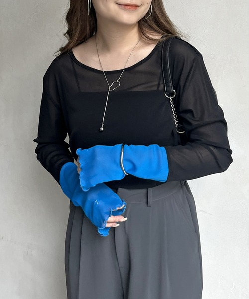 prose verse（プロズヴェール）の「シアーロンT（Tシャツ/カットソー・レディース・オフホワイト/ブラック/ピンク/グリーン/ホワイト/ベビーピンク/ブラック系その他/ネイビー・ﾌﾘ-）」の22枚目の写真