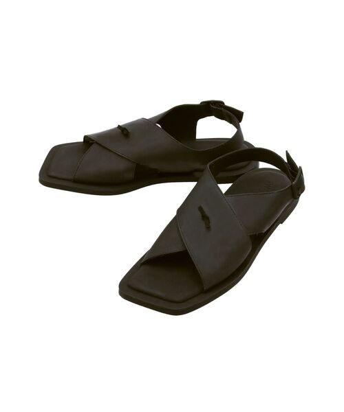 merry jenny(メリージェニー)の「クロスフラットサンダル(サンダル・レディース・グレー/ブラック・MEDIUM/LARGE)」の2枚目の写真