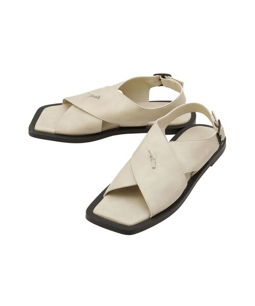 merry jenny(メリージェニー)の「クロスフラットサンダル(サンダル・レディース・グレー/ブラック・MEDIUM/LARGE)」の3枚目の写真