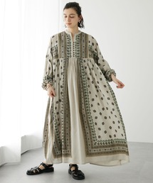 CRAFT STANDARD BOUTIQUE | インドコットン混オリエンタル柄ワンピース(ワンピース)