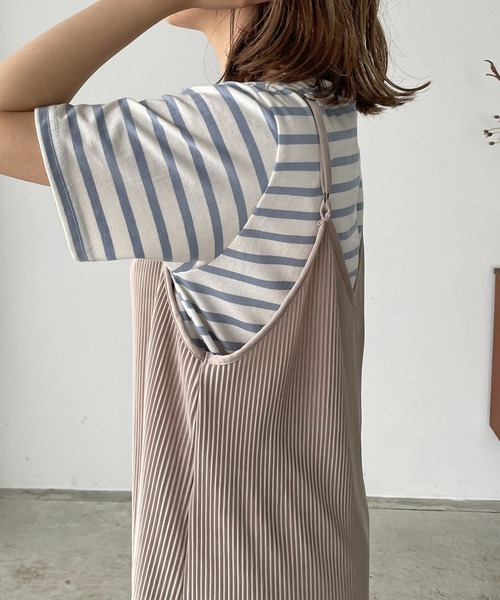 210nouve（トゥージュヌーブ）の「カラーボーダーハーフスリーブTシャツ（Tシャツ/カットソー・レディース・ブラック/サックスブルー/ピンク/ベージュ/ミント・FREE）」の11枚目の写真