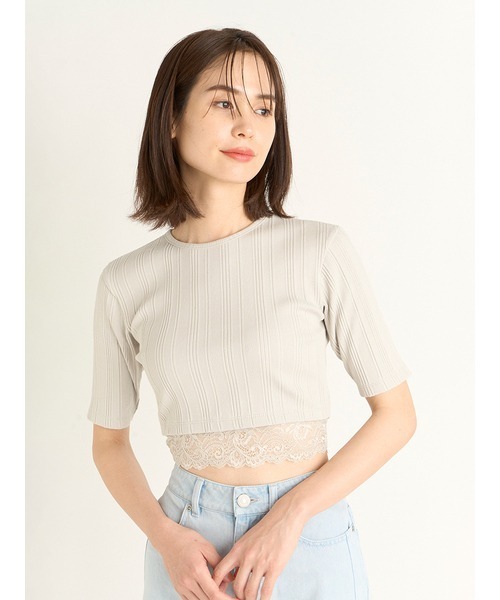 M-CLARKSVILLE-R Knit tube top with rusty-look Oval D｜グレー