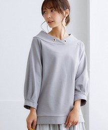 裏毛7分袖立ち衿プルオーバー