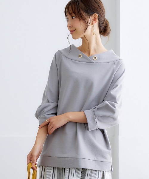 nissen(ニッセン)の「裏毛7分袖立ち衿プルオーバー(Tシャツ/カットソー・レディース・ブラック/ライトベージュ/ブルーグレー/チャコールグレー/ライトカーキ/ネイビー/サンドベージュ・S/M/L/LL)」の18枚目の写真