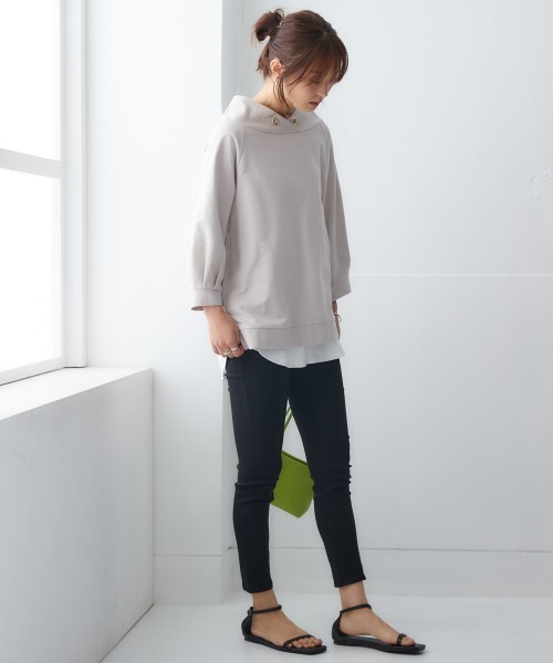 nissen(ニッセン)の「裏毛7分袖立ち衿プルオーバー(Tシャツ/カットソー・レディース・ブラック/ライトベージュ/ブルーグレー/チャコールグレー/ライトカーキ/ネイビー/サンドベージュ・S/M/L/LL)」の20枚目の写真