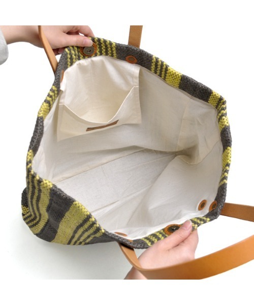 CLEDRAN(クレドラン)の「CL3517 MULTI STRIPE TOTE/L ジュート マルチカラー(かごバッグ・レディース・イエロー系その他/ピンク系その他/グリーン系その他/ブルー系その他・FREE)」の8枚目の写真