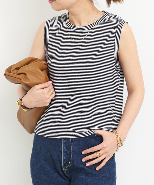 mother（マザー）の「【MOTHER/マザー】ボーダー ノースリーブ プルオーバー（Tシャツ/カットソー・レディース・ネイビー・FREE）」の4枚目の写真