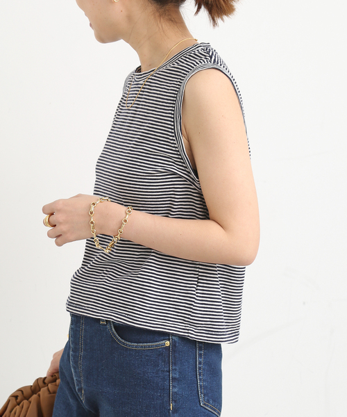 mother（マザー）の「【MOTHER/マザー】ボーダー ノースリーブ プルオーバー（Tシャツ/カットソー・レディース・ネイビー・FREE）」の5枚目の写真