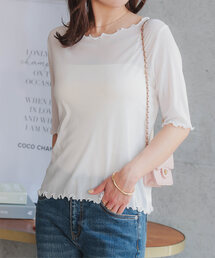 BEATRICE レース付ホワイト半袖カットソー　38　タグ付新品 BEATRICE レース付ホワイト半袖カットソー 38 タグ付新品