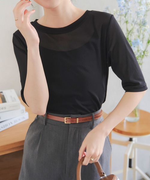 KOBE LETTUCE(コウベレタス)の「選べる3type 半袖シアートップス(Tシャツ/カットソー・レディース・ホワイト系その他/ブラック系その他/ホワイト系その他2/ブラック系その他2/ホワイト系/ホワイト系1/ホワイト系4/ホワイト系5/ブラック系/ブラック系1/ブラウン系/ブラウン系1/グリーン系/グリーン系1/ブルー系/ブルー系1/ブラック系その他3/ブラック系その他4/ブラック系その他5/ブラック系その他6/ブラック系2/ブラック系4/ホワイト系2/ホワイト系その他3/ブラック系3/ホワイト系6・L1/M1/L2/M2/L3/M3)」の17枚目の写真
