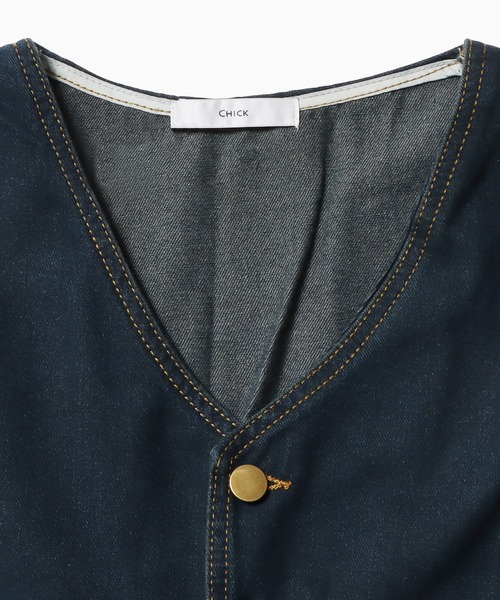 ROOPTOKYO（ループトウキョウ）の「Vネックデニムジャンパースカート（ワンピース・レディース・ブルー・S/M/L/XL）」の9枚目の写真