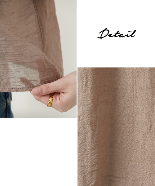 nissen(ニッセン)の「バンドカラー フリル袖V字切替ブラウス(シャツ/ブラウス・レディース・ブラック/オフホワイト・M/L)」の7枚目の写真