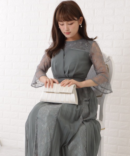Lace Ladies(レースレディース)の「メタリック×ビジュープリーツコンパクトクラッチ(クラッチバッグ・レディース・ブラック/アイボリー/グレー/ベージュ・FREE)」の8枚目の写真