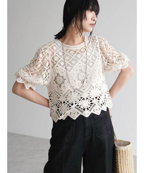 Sugar spoon(シュガースプーン)の「・SUGAR SPOON 2wayクロシェカーディガン(カーディガン/ボレロ・レディース・ブラック/アイボリー/ピンク・FREE)」の5枚目の写真