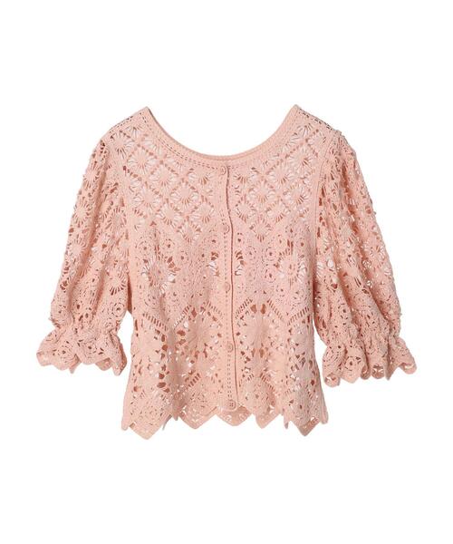 Sugar spoon(シュガースプーン)の「・SUGAR SPOON 2wayクロシェカーディガン(カーディガン/ボレロ・レディース・ブラック/アイボリー/ピンク・FREE)」の3枚目の写真