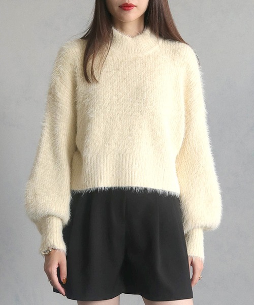 cheriella（シェリエラ）の「【cheriella】WEB限定フェザーニットプルオーバー（ニット/セーター・レディース・アイボリー/ブラック/レッド/グリーン・M）」の2枚目の写真