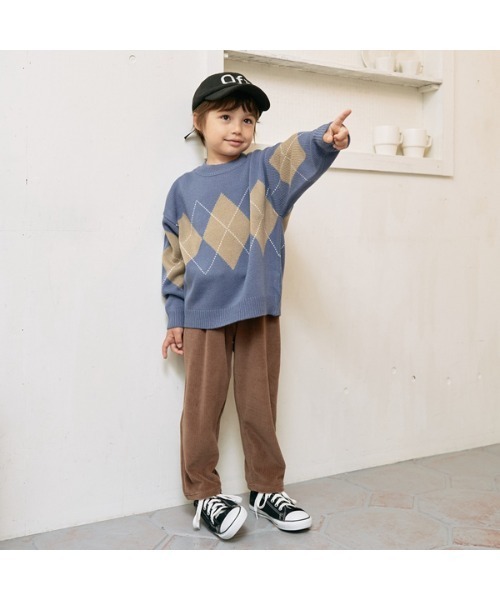 b・ROOM(ビールーム)の「【マシーンウォッシャブル対応】アーガイルセーター(ニット/セーター・キッズ・グレイッシュブルー/パープル/ベージュ・MEDIUM/LARGE)」の11枚目の写真