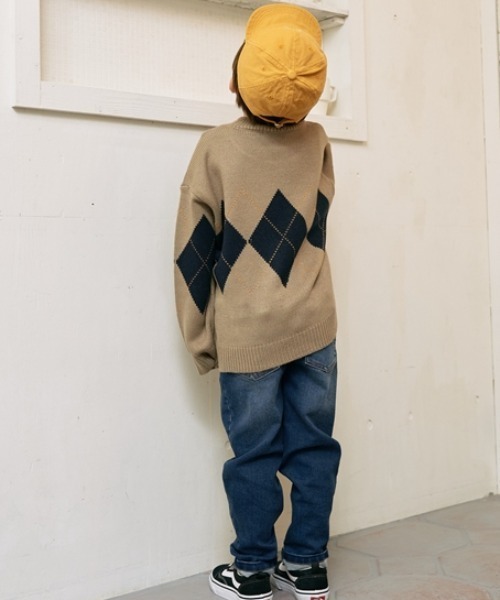 b・ROOM(ビールーム)の「【マシーンウォッシャブル対応】アーガイルセーター(ニット/セーター・キッズ・グレイッシュブルー/パープル/ベージュ・MEDIUM/LARGE)」の20枚目の写真