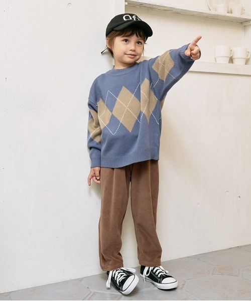 b・ROOM(ビールーム)の「【マシーンウォッシャブル対応】アーガイルセーター(ニット/セーター・キッズ・グレイッシュブルー/パープル/ベージュ・MEDIUM/LARGE)」の21枚目の写真