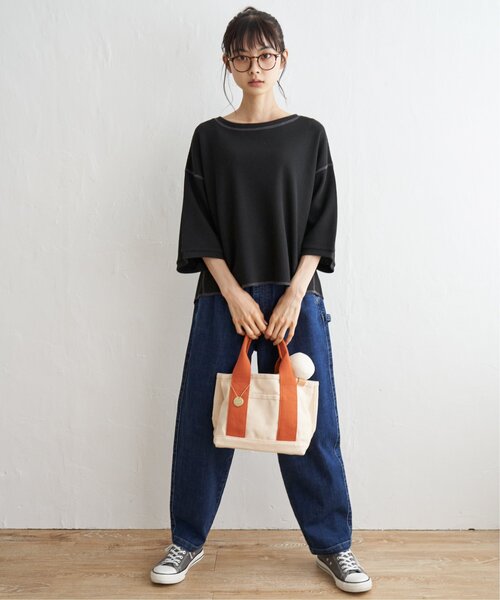 LBC(エルビーシー)の「ワッフル配色ステッチプルオーバー(Tシャツ/カットソー・レディース・ブラウン系その他/ブラック/オフホワイト/グリーン・M)」の8枚目の写真