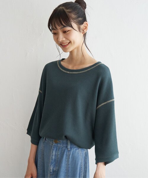 LBC(エルビーシー)の「ワッフル配色ステッチプルオーバー(Tシャツ/カットソー・レディース・ブラウン系その他/ブラック/オフホワイト/グリーン・M)」の19枚目の写真