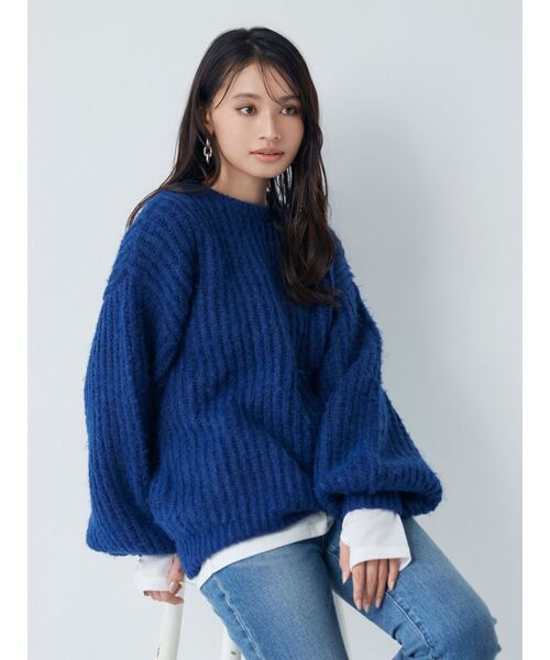 MURUA(ムルーア)の「モヘヤ混クルーネックニット(ニット/セーター・レディース・ブルー/グリーン/アイボリー・FREE)」の15枚目の写真