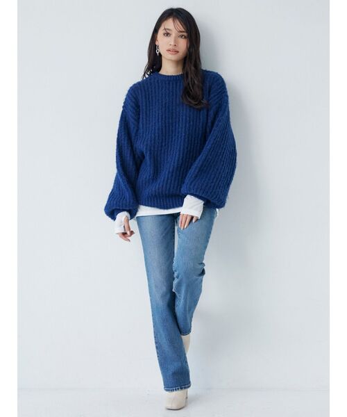 MURUA(ムルーア)の「モヘヤ混クルーネックニット(ニット/セーター・レディース・ブルー/グリーン/アイボリー・FREE)」の18枚目の写真