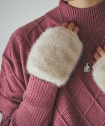 un dix cors | フェイクミンクニットハンドウォーマー(手袋)