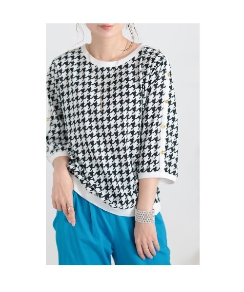 Sawa a la mode(サワアラモード)の「千鳥格子柄トップス(Tシャツ/カットソー・レディース・ホワイト・FREE)」の11枚目の写真