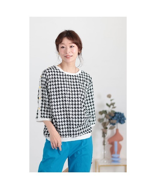 Sawa a la mode(サワアラモード)の「千鳥格子柄トップス(Tシャツ/カットソー・レディース・ホワイト・FREE)」の19枚目の写真