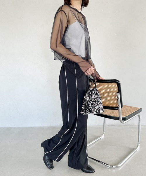 MYMOOD.(マイムード)の「ラインスラックスパンツ(スラックス・レディース・グレー/ブラック/ベージュ・FREE)」の9枚目の写真