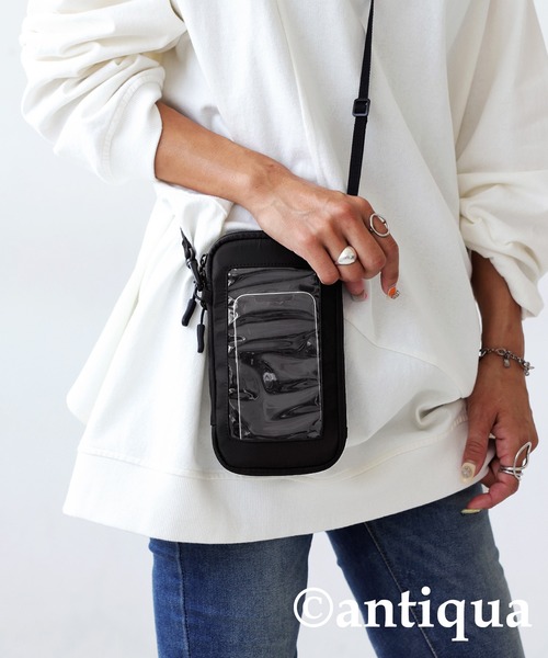 antiqua（アンティカ）の「撥水コンパクトポシェット（ショルダーバッグ・レディース・ブラック・FREE）」の6枚目の写真