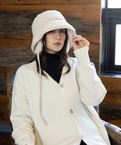 QUEENHEAD（クイーンヘッド）の「ボアドッグイヤーハット（ハット・レディース・ブラック/グレイッシュベージュ/アイボリー/ベージュ・FREE/X-LARGE/XX-LARGE）」の9枚目の写真