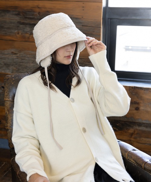 QUEENHEAD（クイーンヘッド）の「ボアドッグイヤーハット（ハット・レディース・ブラック/グレイッシュベージュ/アイボリー/ベージュ・FREE/X-LARGE/XX-LARGE）」の10枚目の写真