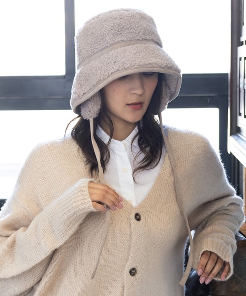 QUEENHEAD（クイーンヘッド）の「ボアドッグイヤーハット（ハット・レディース・ブラック/グレイッシュベージュ/アイボリー/ベージュ・FREE/X-LARGE/XX-LARGE）」の17枚目の写真