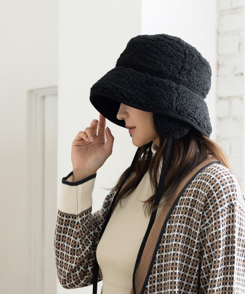 QUEENHEAD（クイーンヘッド）の「ボアドッグイヤーハット（ハット・レディース・ブラック/グレイッシュベージュ/アイボリー/ベージュ・FREE/X-LARGE/XX-LARGE）」の11枚目の写真