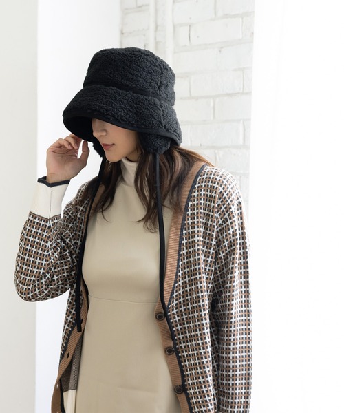 QUEENHEAD（クイーンヘッド）の「ボアドッグイヤーハット（ハット・レディース・ブラック/グレイッシュベージュ/アイボリー/ベージュ・FREE/X-LARGE/XX-LARGE）」の13枚目の写真