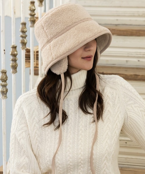 QUEENHEAD（クイーンヘッド）の「ボアドッグイヤーハット（ハット・レディース・ブラック/グレイッシュベージュ/アイボリー/ベージュ・FREE/X-LARGE/XX-LARGE）」の15枚目の写真