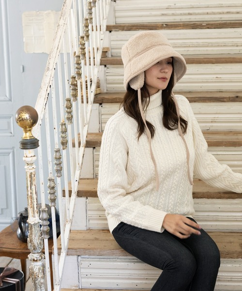 QUEENHEAD（クイーンヘッド）の「ボアドッグイヤーハット（ハット・レディース・ブラック/グレイッシュベージュ/アイボリー/ベージュ・FREE/X-LARGE/XX-LARGE）」の16枚目の写真