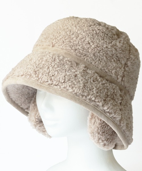 QUEENHEAD（クイーンヘッド）の「ボアドッグイヤーハット（ハット・レディース・ブラック/グレイッシュベージュ/アイボリー/ベージュ・FREE/X-LARGE/XX-LARGE）」の5枚目の写真